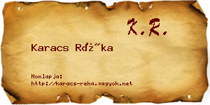 Karacs Réka névjegykártya